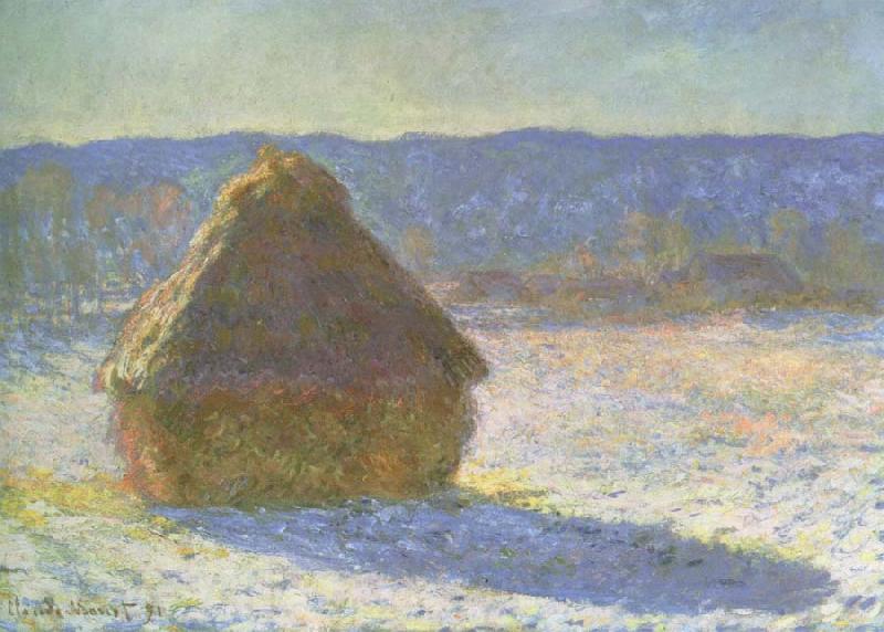 Claude Monet haystack in the morning,snow effect Spain oil painting art